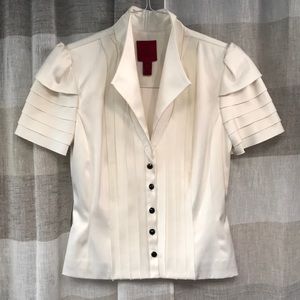 True vintage JS Collections ivory blouse Sz 4